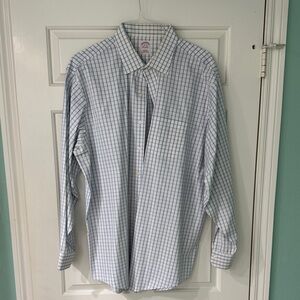 Brooks Brothers White and Blue Plaid Shirt